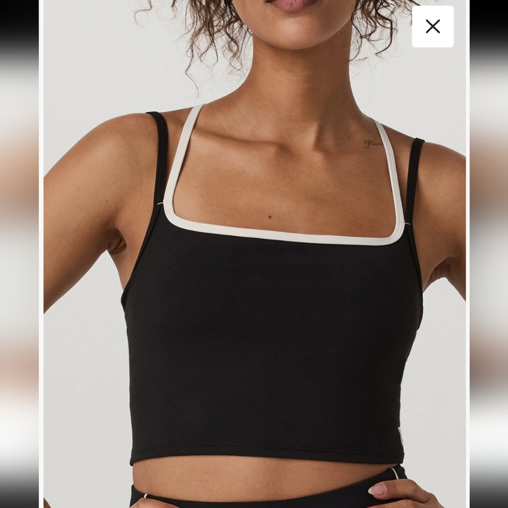 Vuori Daily Layered Crop Tank Top In Black /SZ:XL